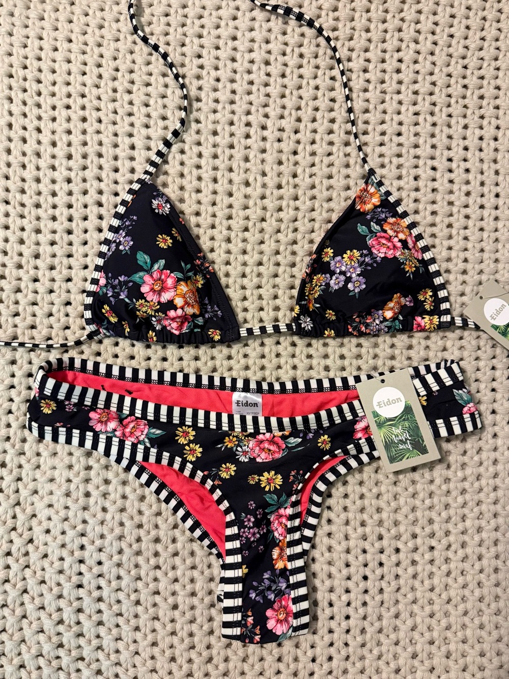 Eidon black floral bikini set